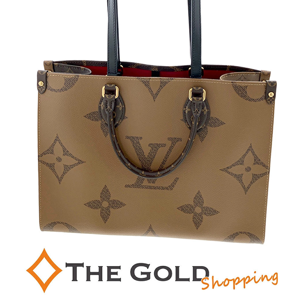 Louis Vuitton OnTheGo Monogram Reverse Shoulder Tote Bag Canvas Leather Brown